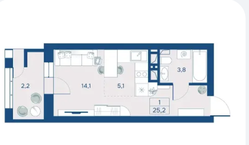 Планировка студии 25 м²