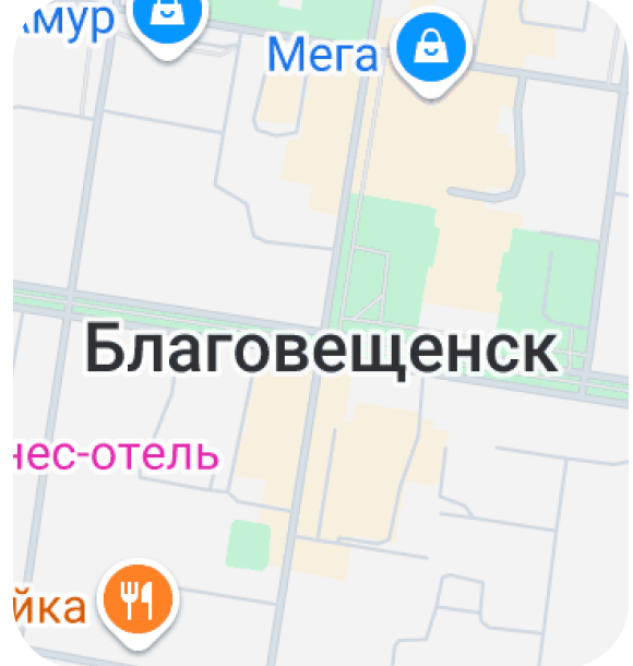 Карта Благовещенска — расположение ЖК «Чайка Твин»